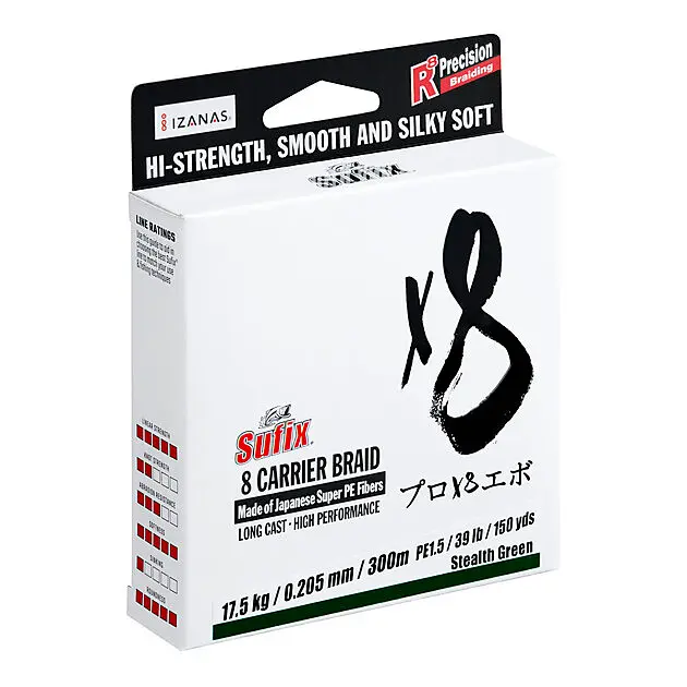 SUFIX X8 Braid Stealth Green 300m 0,148mm7,5kg  Alle | Sport1.no