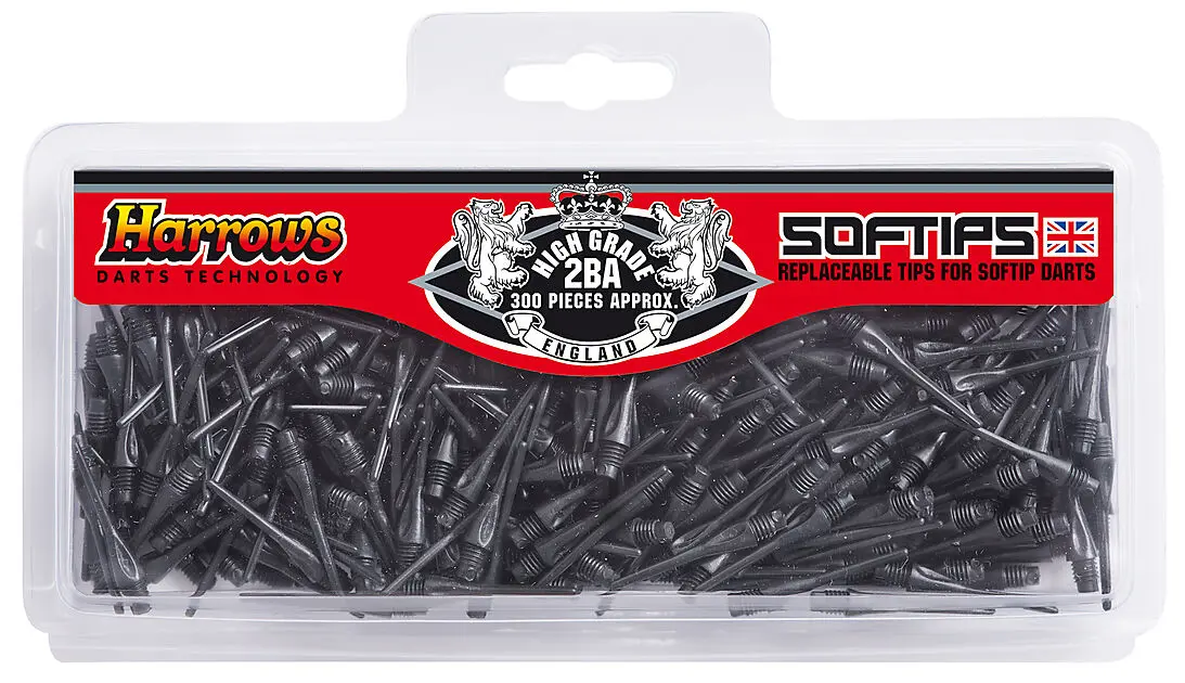 HARROWS Soft Tips, Dimple 300 Pcs 2BA Black Black Alle