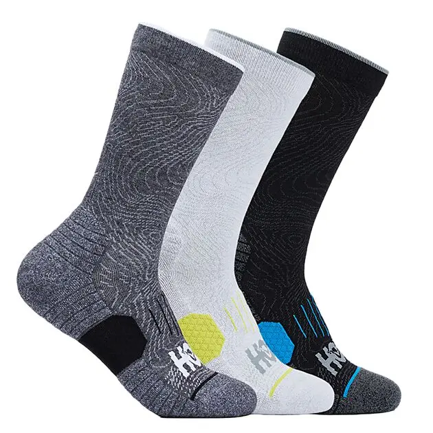 HOKA U CREW RUN SOCK 3-PACK WHITE / BLACK / GREY Unisex