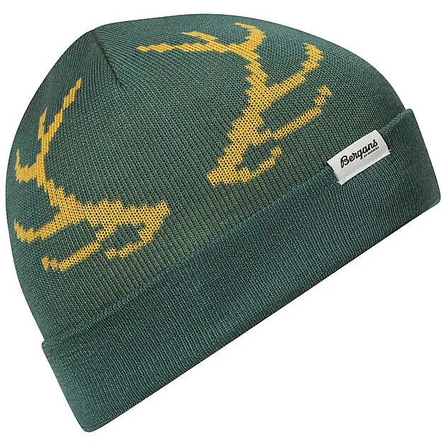 BERGANS OF NORWAY Antlers Kids Beanie Forest Frost/Pineapple Barn