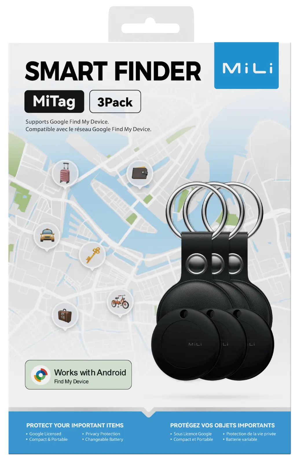 MiLi MiTag sporingsbrikke Android (3 stk)