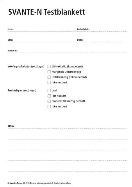 SVANTE-N Testblankett