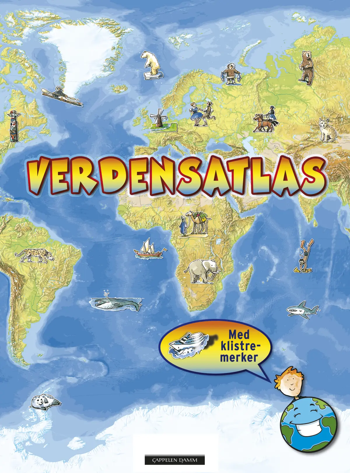 Verdensatlas med klistremerker