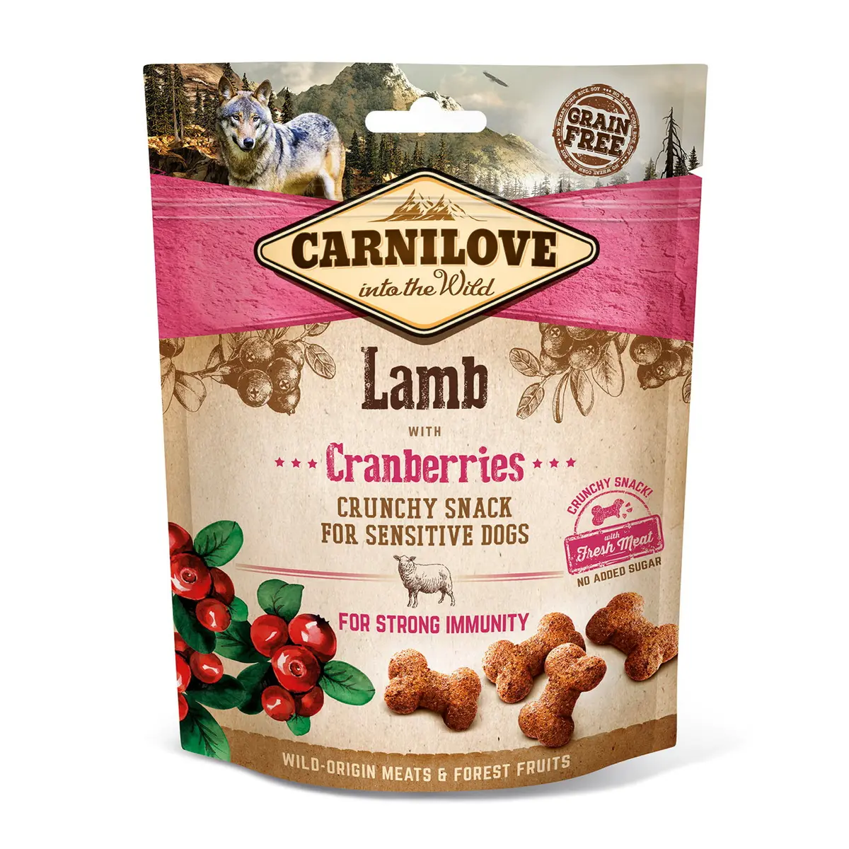 Hundegodteri Crunchy lam & tranebær 