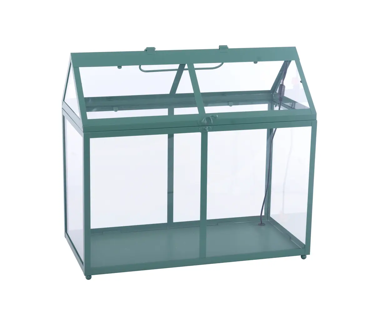 Minidrivhus Maya med LED-lys – grønn metall, 45 cm