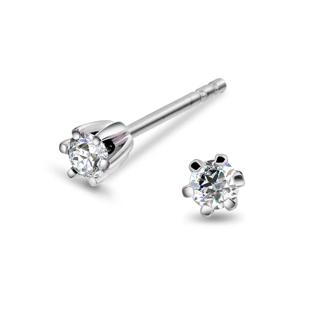Olivia diamantøredobber i 585 hvitt gull 0,14 ct