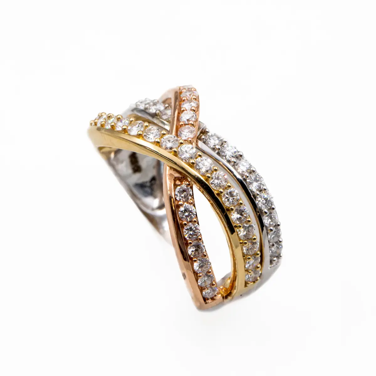 Verona diamantring i 585 flerfarget gull 1,00 ct