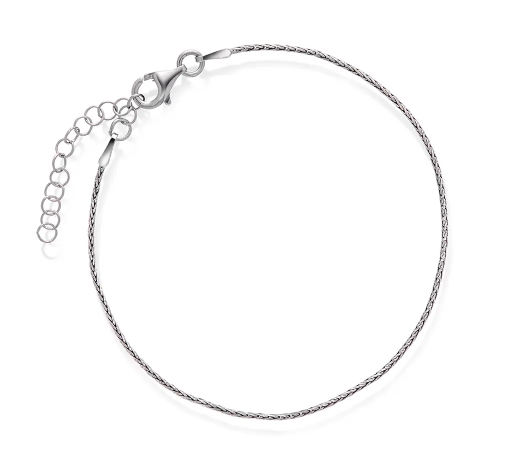 Hvete armbånd i 925 rhodinert sølv, 19 cm