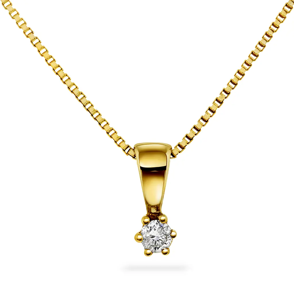 Diamantsmykke til barn i 585 gult gull 0,05 ct