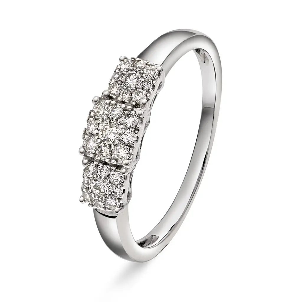 Line diamantring i 375 hvitt gull 0,25 ct