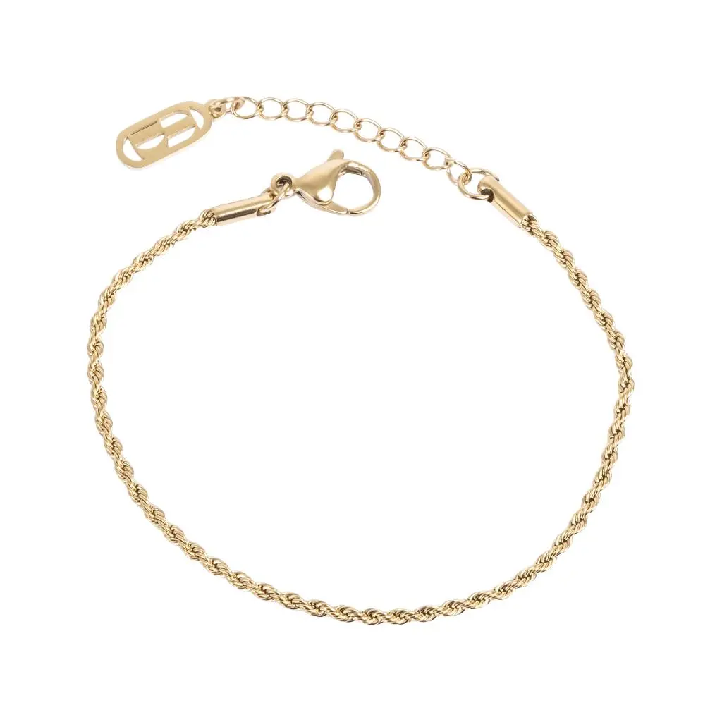 Bestie cordel armbånd i forgylt stål