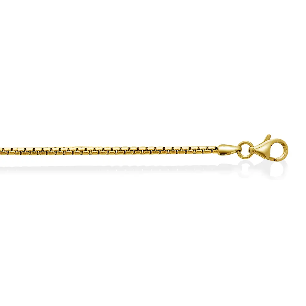 Rund veneziansk kjede i 925 forgylt sølv 1,8 mm, 45-50 cm