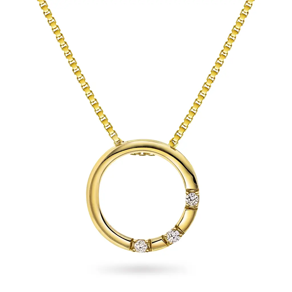 Hedda diamantsmykke i 375 gult gull 0,06 ct