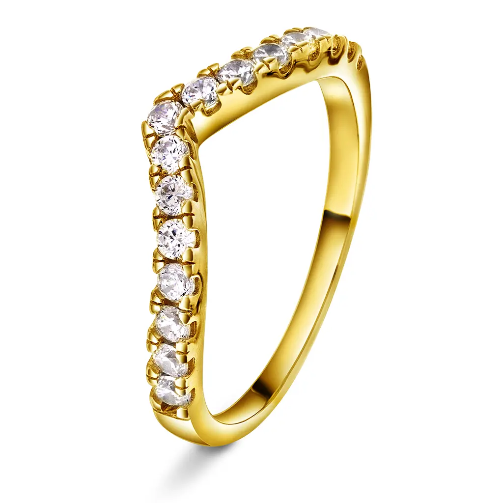 Swan tail ring i 925 forgylt sølv med hvite zirkonia