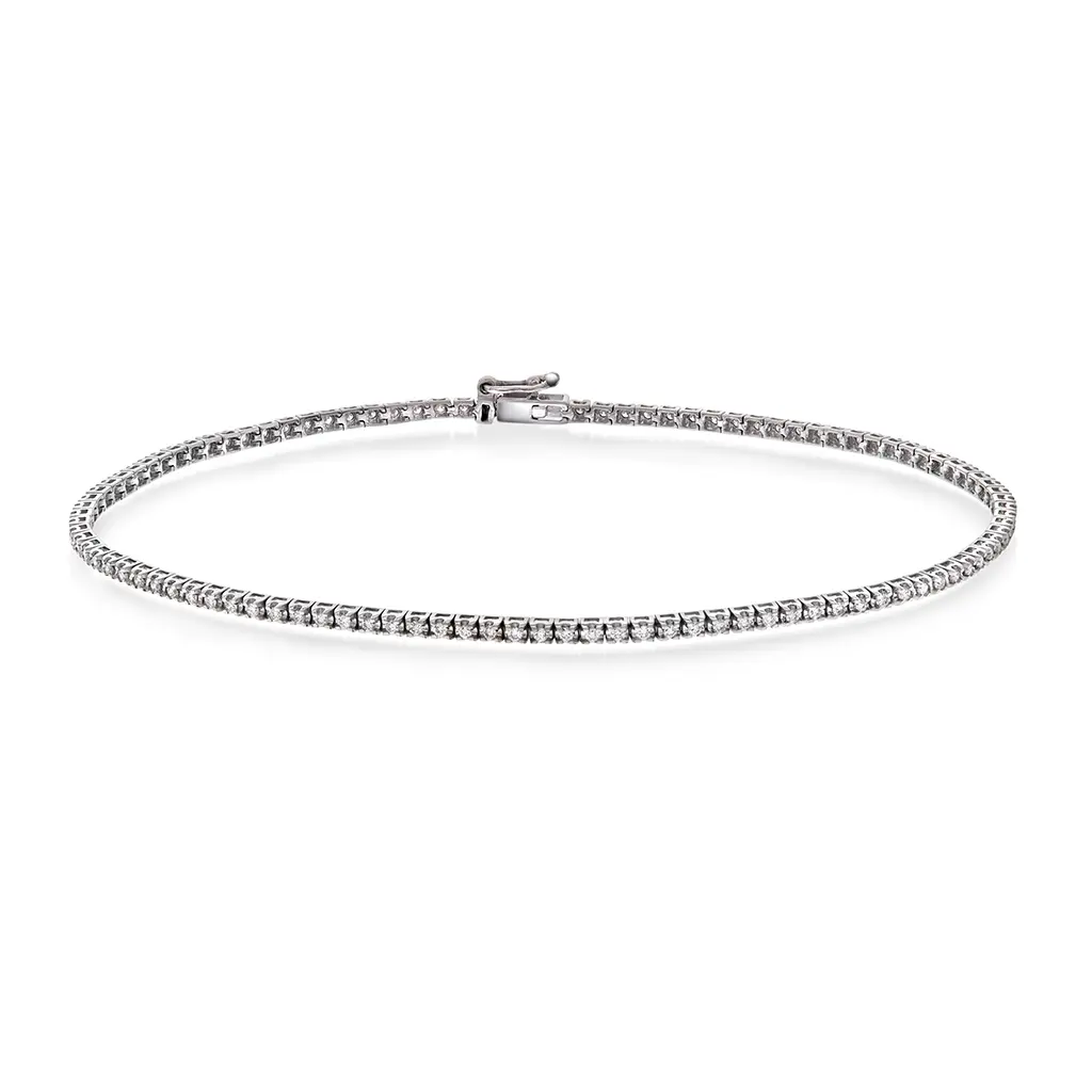 Tennisarmbånd i 375 hvitt gull med diamanter 0,54 ct, 20 cm