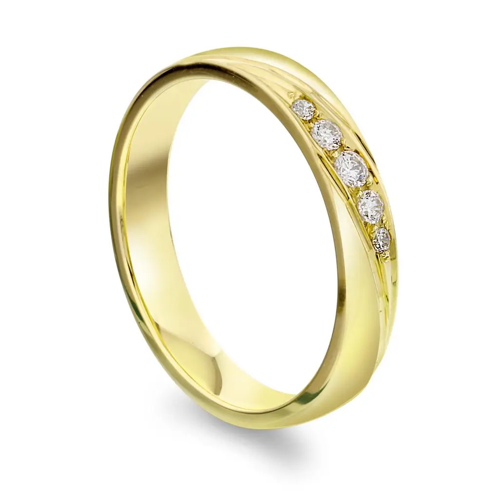 Giftering i 375 gult gull med diamanter 0,09 CT | 3,5 mm bredde
