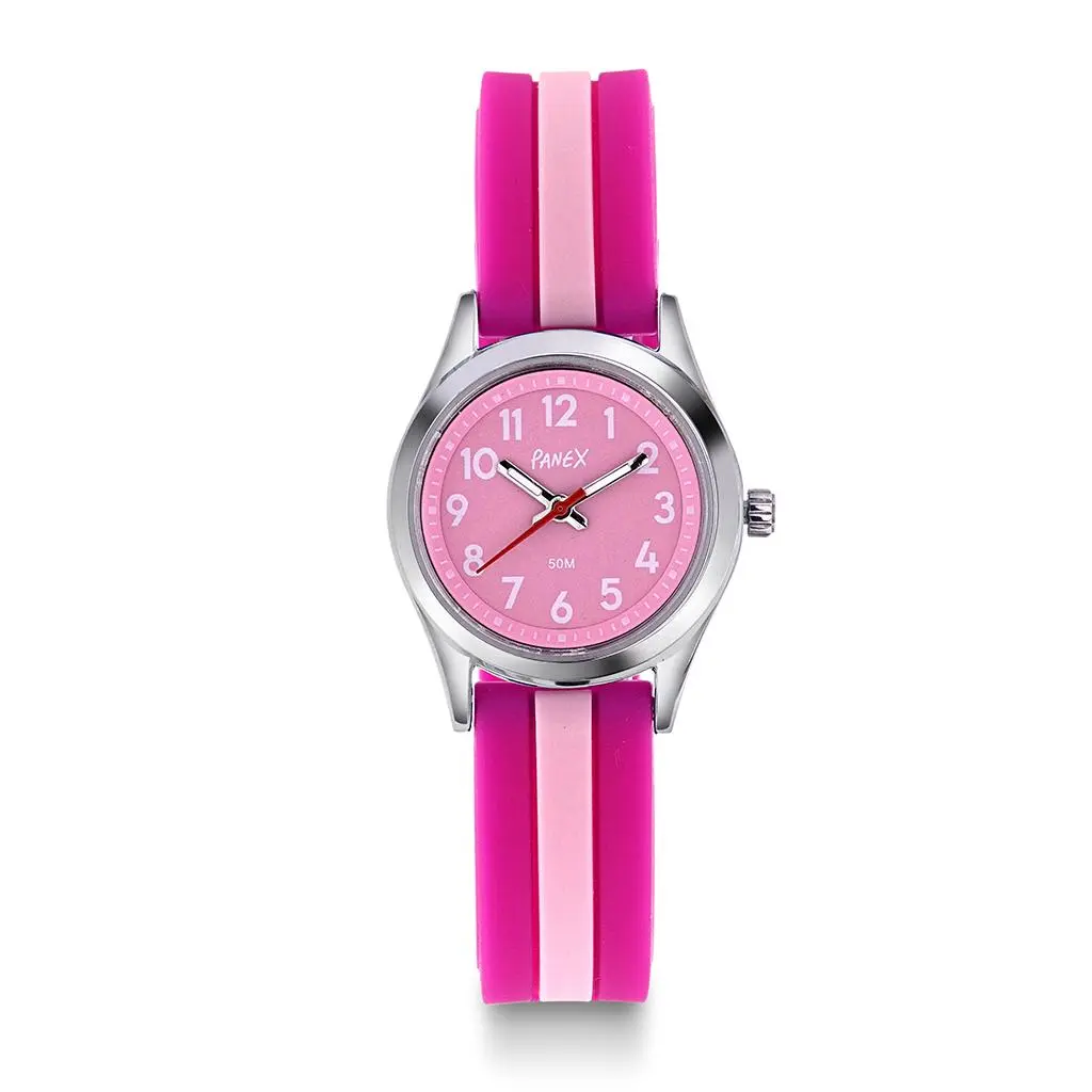 Barneklokke med rosa silikonrem