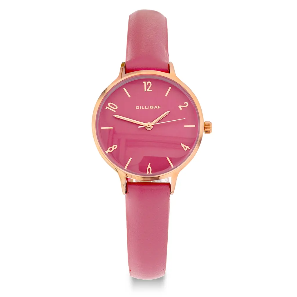 Dameklokke med rosa rem