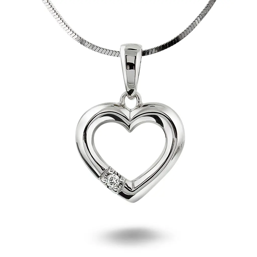 Allianseanheng i 585 hvitt gull med diamant 0,03 ct