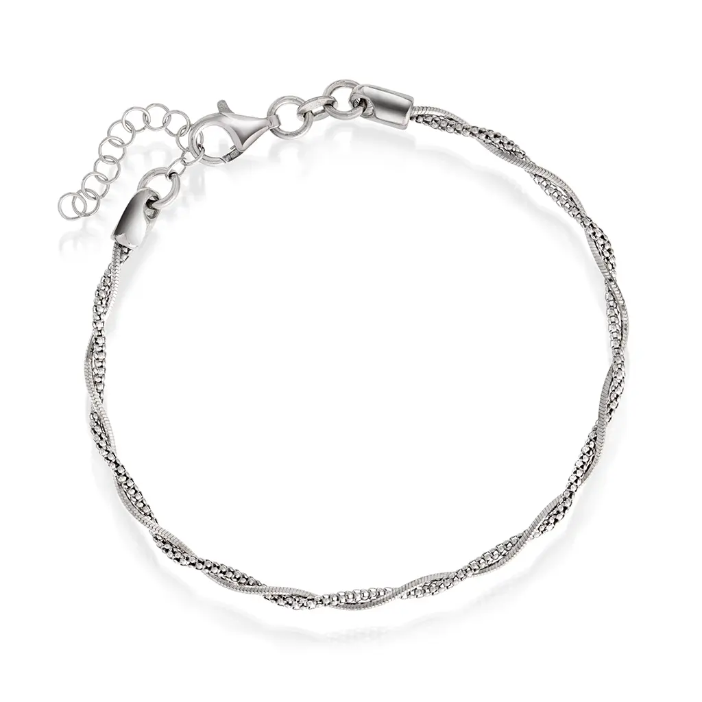 Armbånd i rhodinert 925 sølv, 21 cm