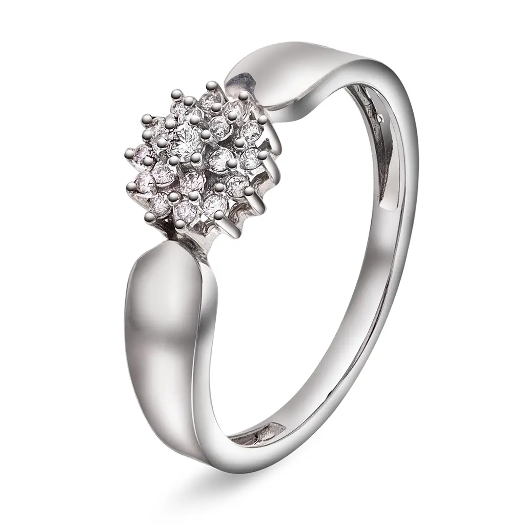 Rose diamantring i 375 hvitt gull 0,15 ct