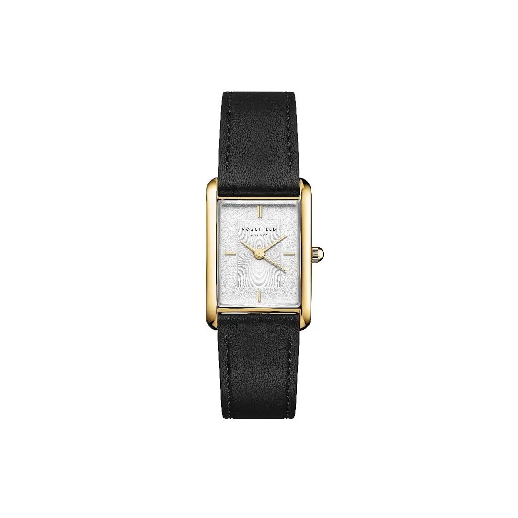 The Heirloom dameklokke med sort skinnrem