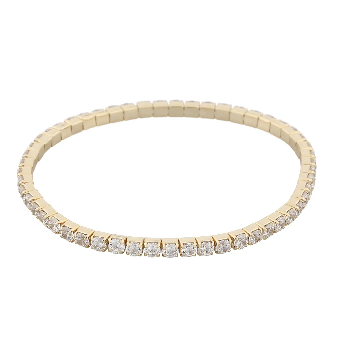Meadow armbånd i forgylt messing med hvite zirkonia S/M