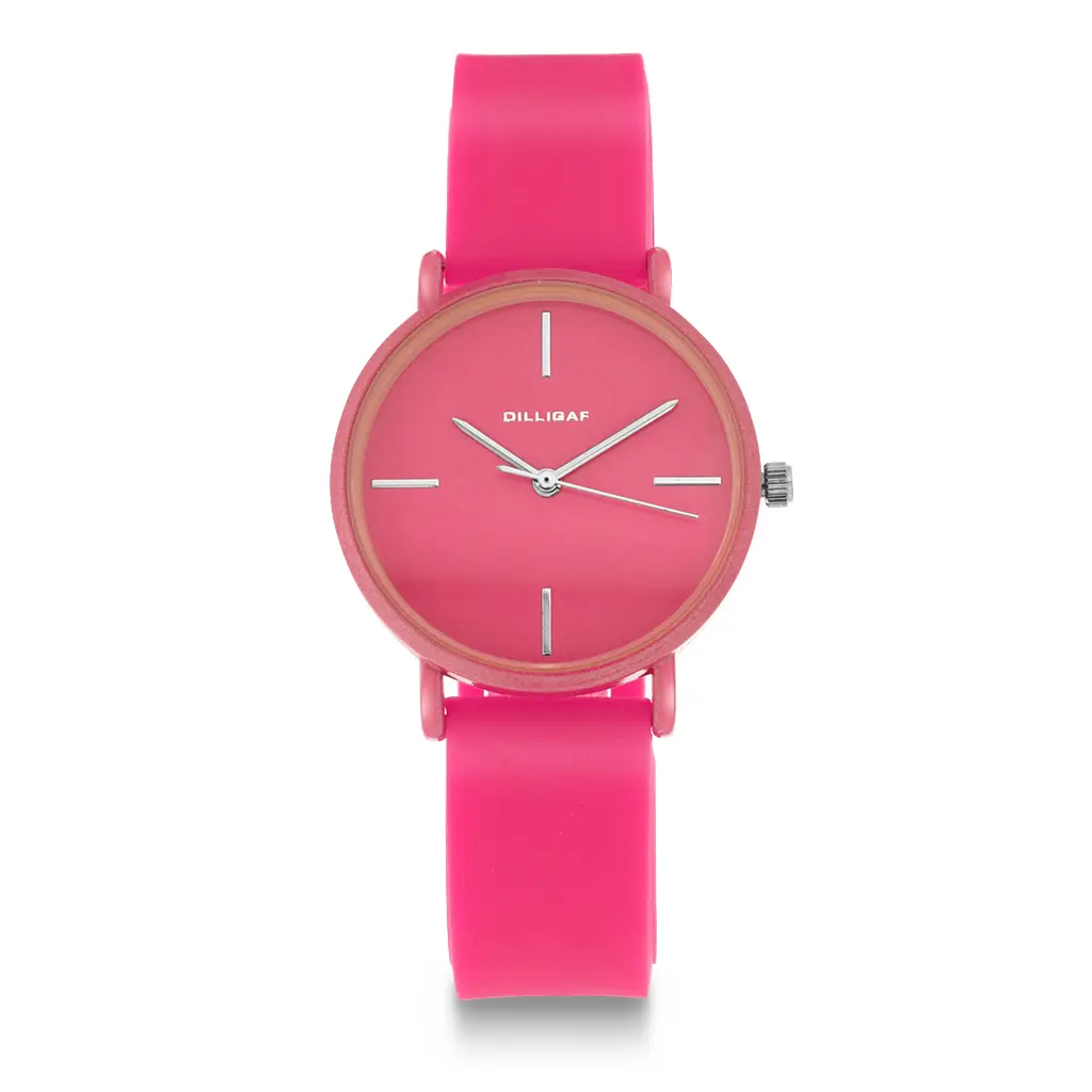 Klokke med rosa silikonrem