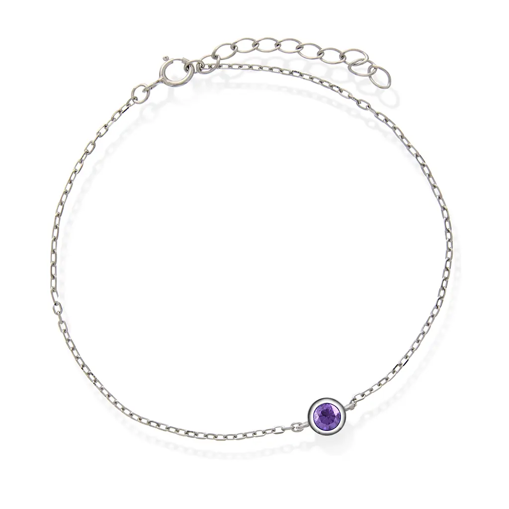 Armbånd i 925 sølv med lilla zirkonia