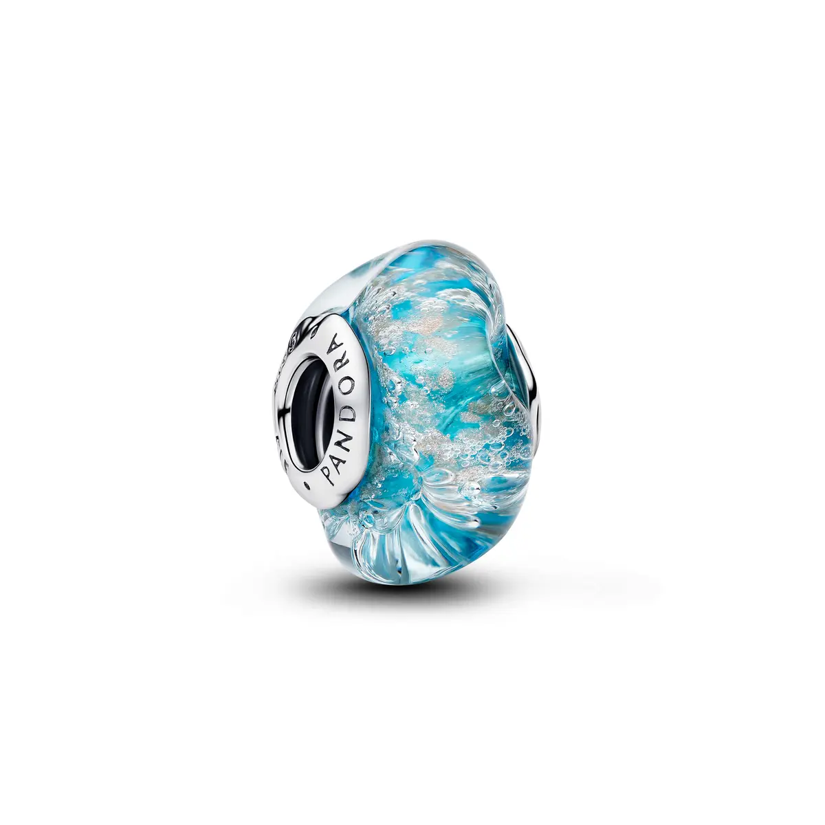 Charms i 925 sølv med turkis muranoglass