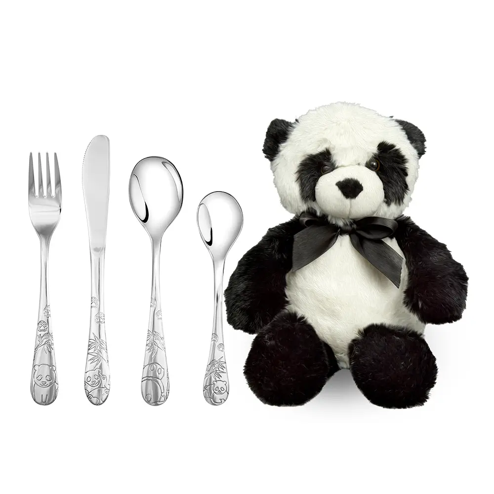Panda bestikk til barn i stål