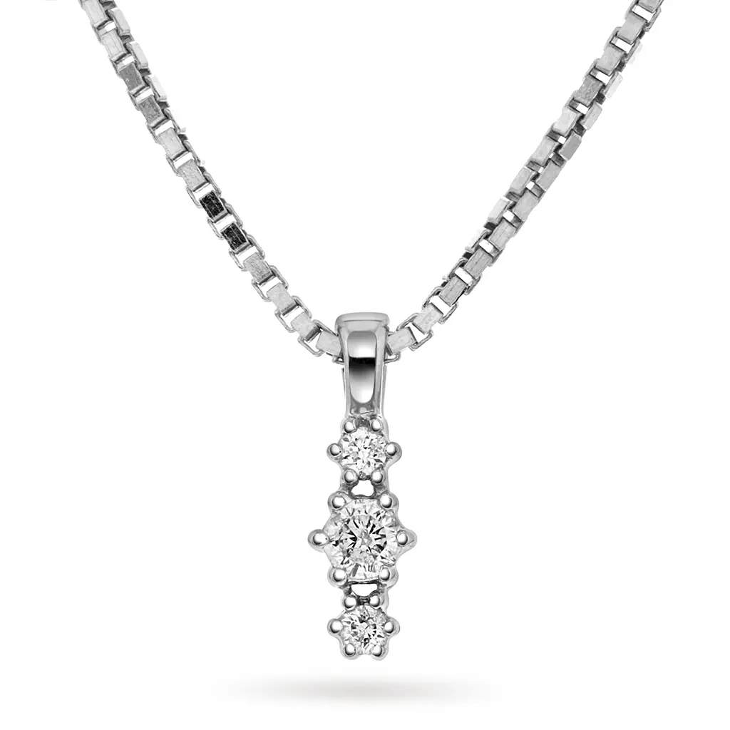 Nora diamantsmykke i 375 hvitt gull 0,08 ct