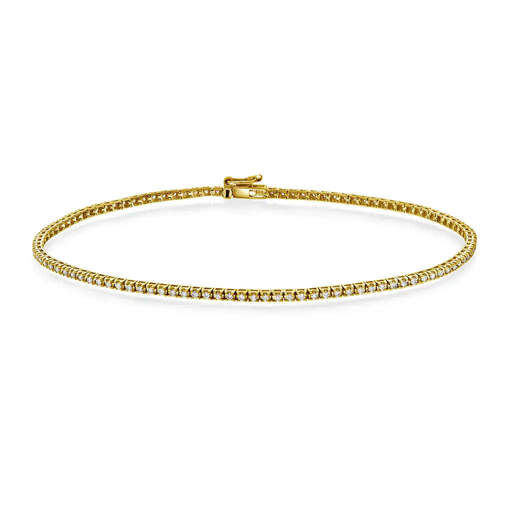 Tennisarmbånd i 375 gult gull med diamanter 0,48 ct, 18 cm
