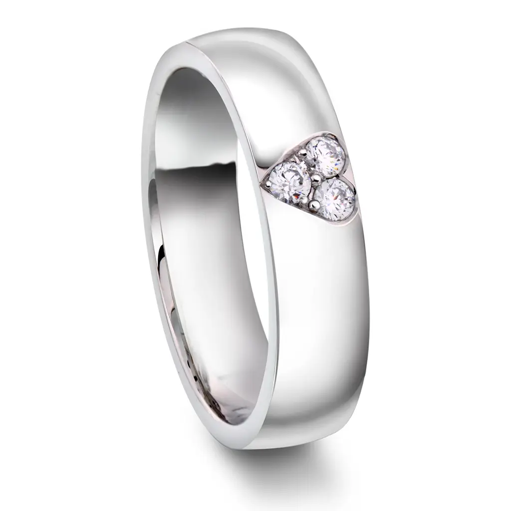 Diamantring Beloved i 585 hvitt gull med hjerte 0,12 CT | 5 mm bredde
