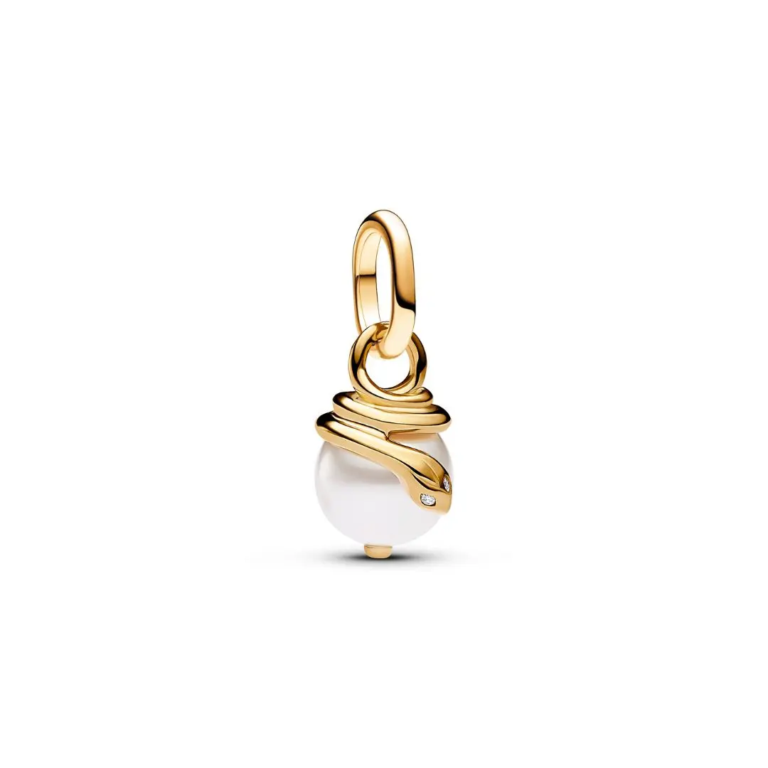 Charms med slange og syntetisk perle