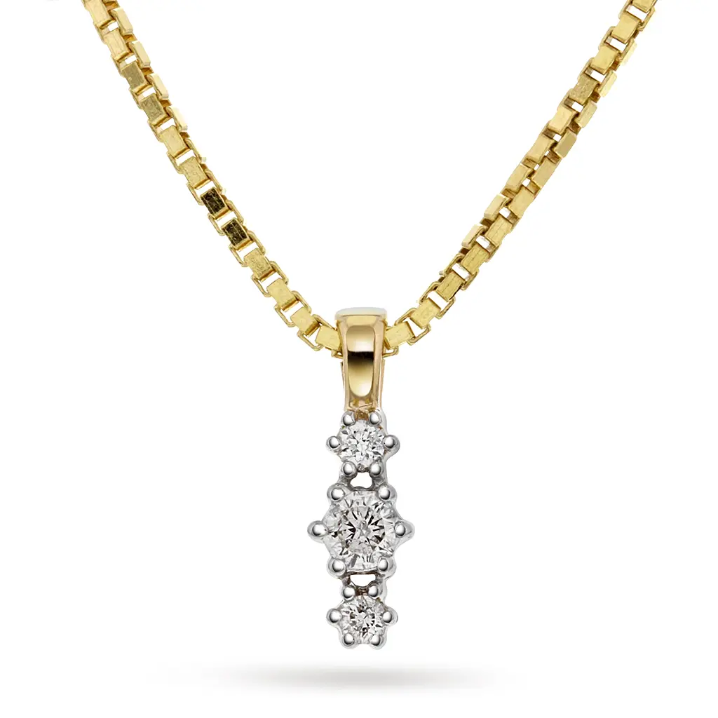 Nora diamantsmykke i 375 gult gull 0,08 ct