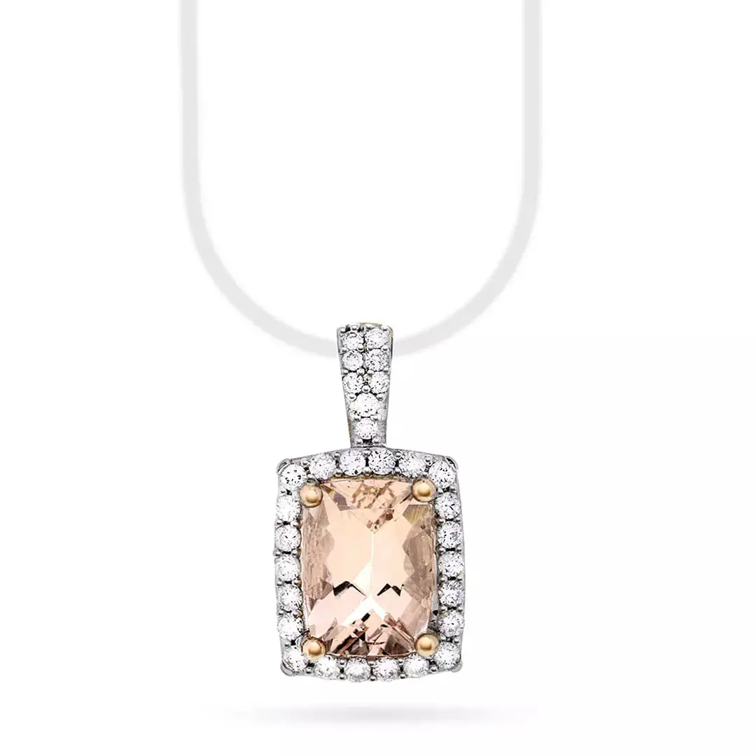 Jacqueline diamantanheng i 375 roségull 0,20 ct med morganitt