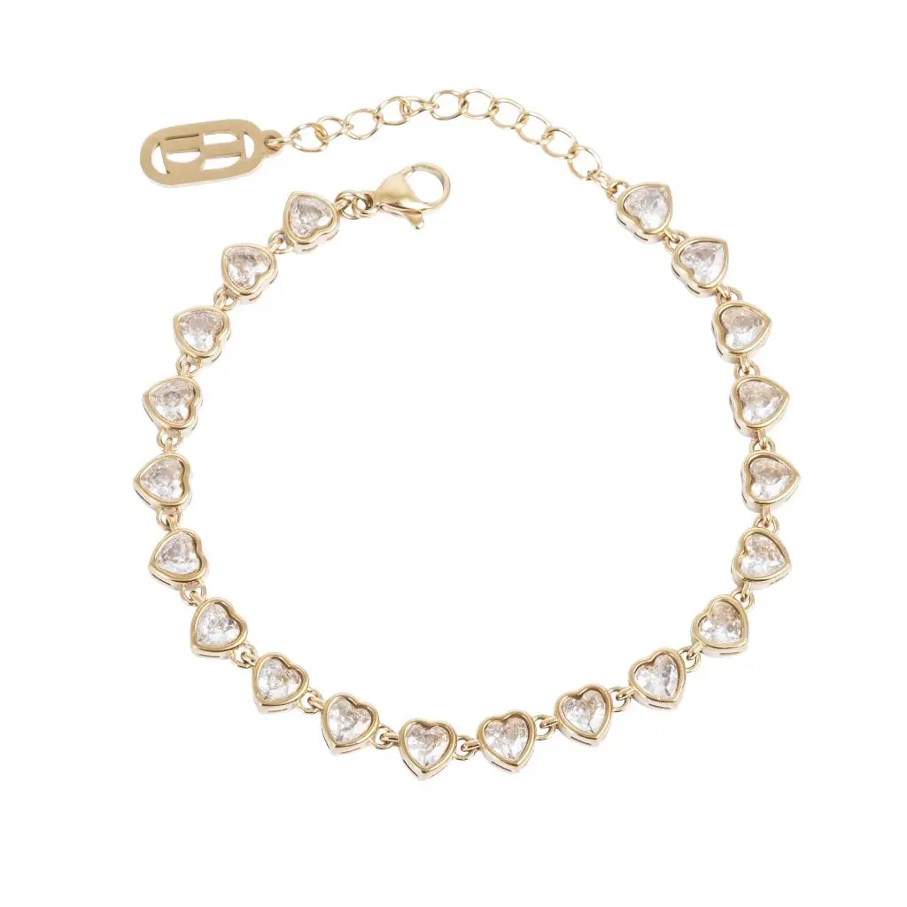Love Hearts armbånd i forgylt stål med hjerter