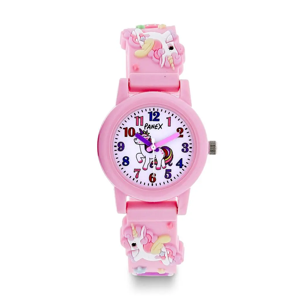 Barneklokke med rosa rem og unicorn