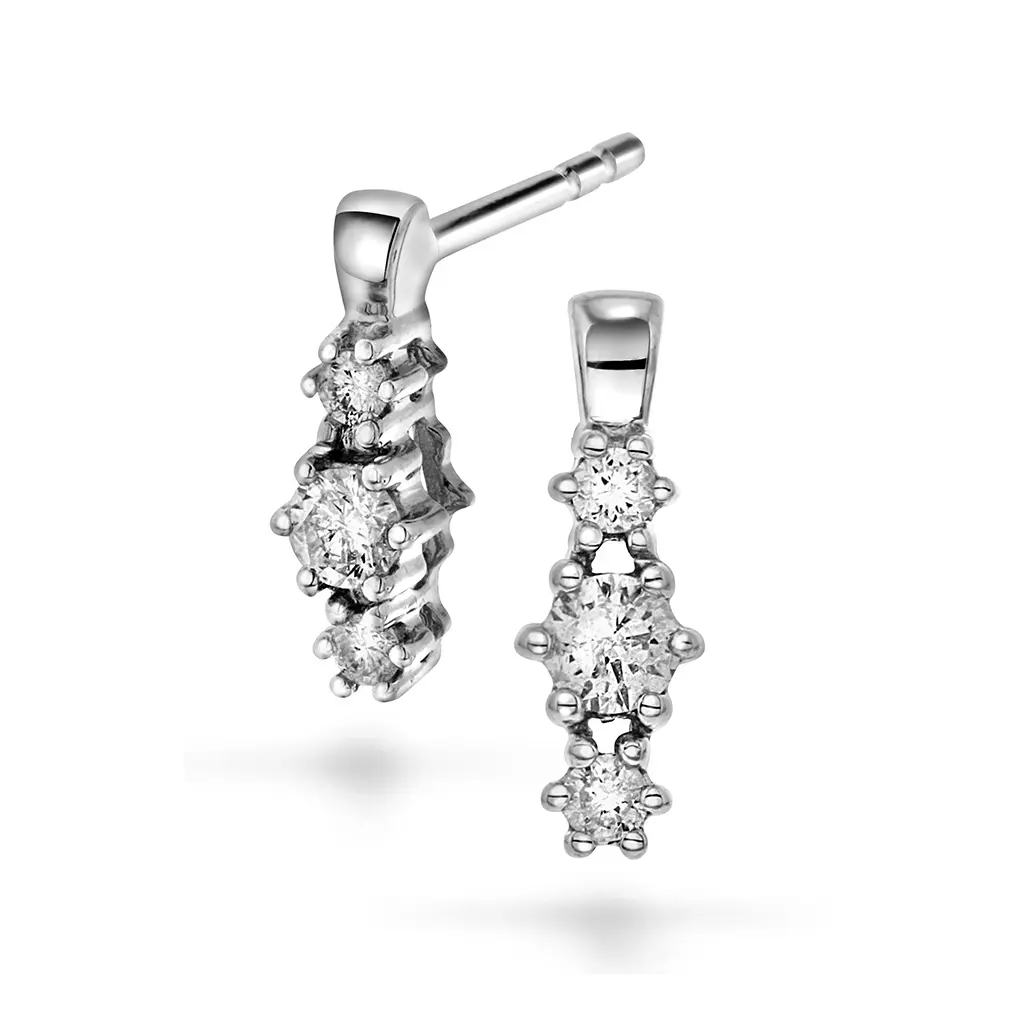 Nora diamantøredobber i 375 hvitt gull 0,16 ct