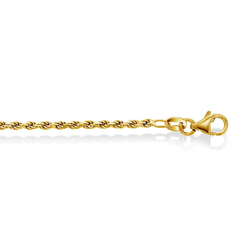 Cordel kjede i 925 forgylt sølv 2 mm, 45 cm
