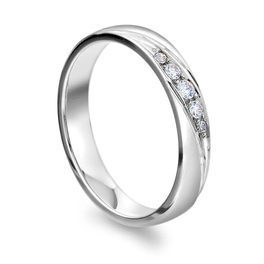Giftering i 375 hvitt gull med diamanter 0,09 ct | 3,5 mm bredde
