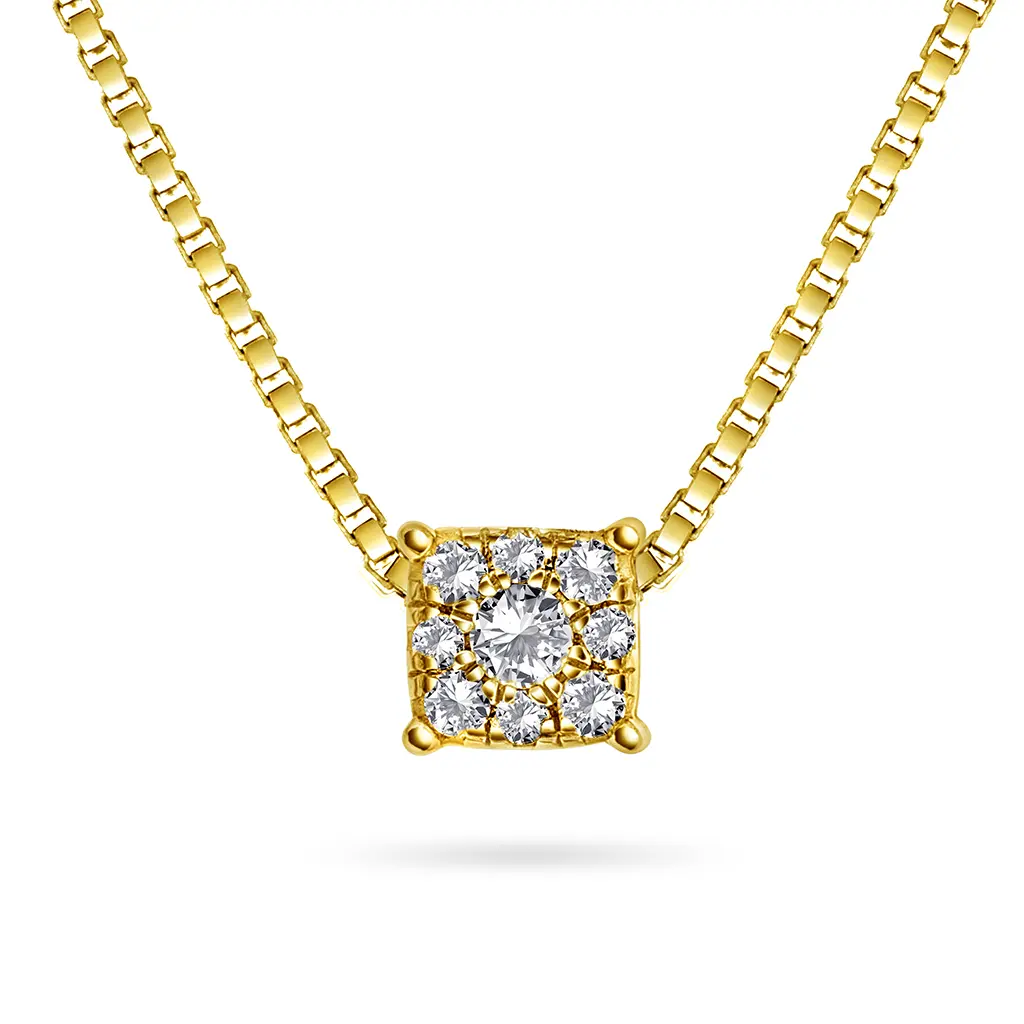 Line diamantsmykke i 375 gult gull 0,12 ct