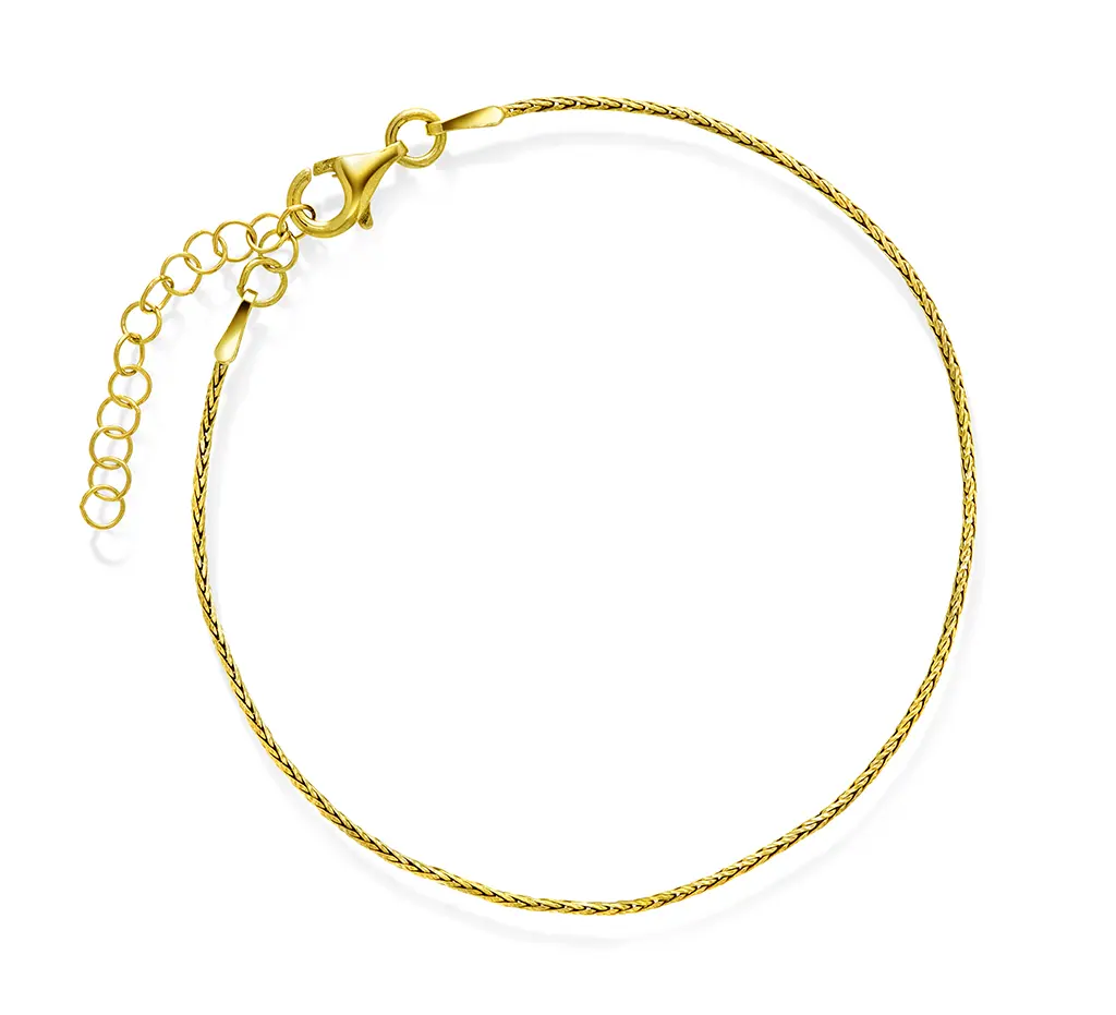 Hvete armbånd i 925 forgylt sølv, 19 cm
