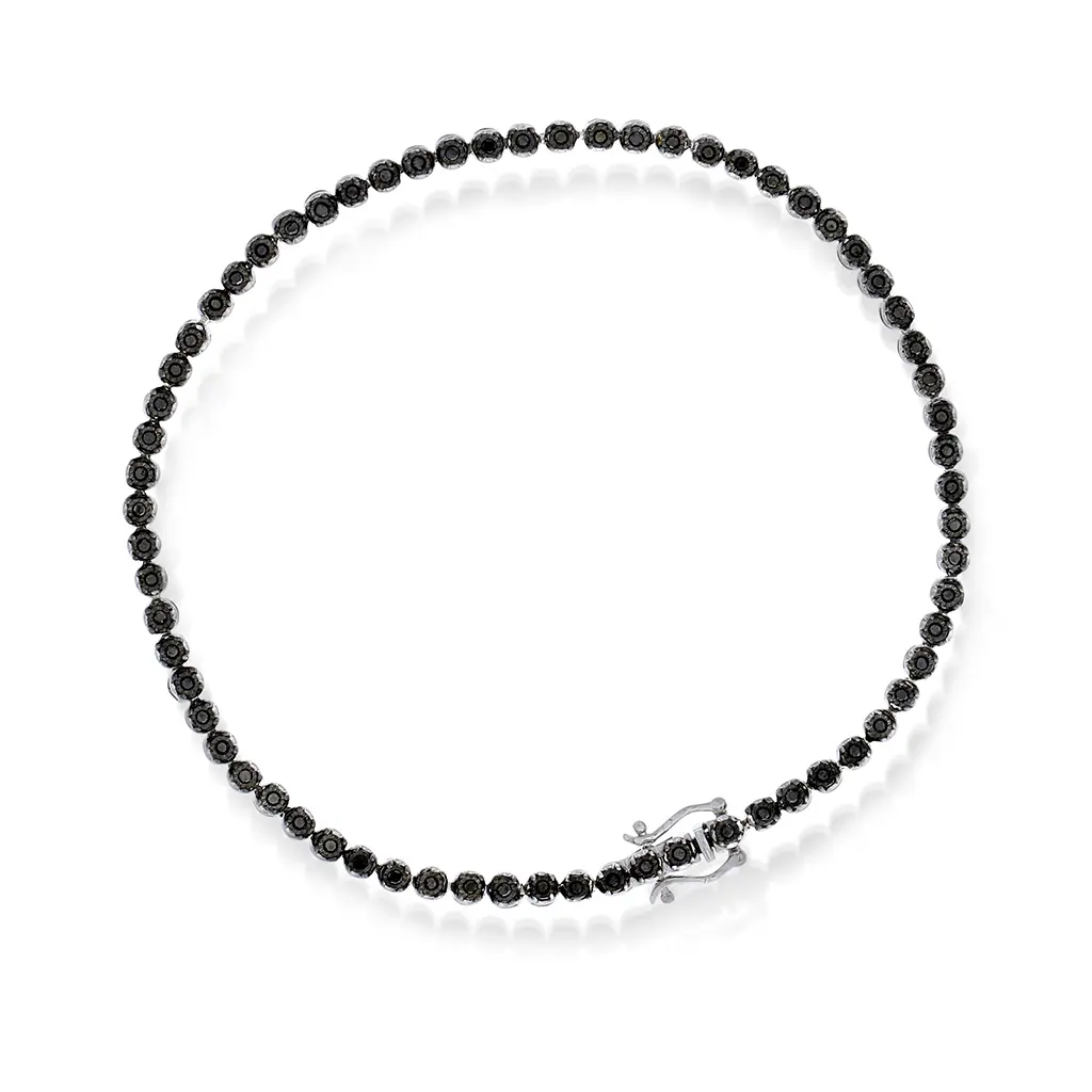 Cathinka tennisarmbånd i 585 hvitt gull med sorte diamanter 0,37 ct