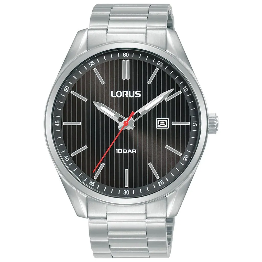 Lorus, Herreklokke i stål med lenke og sort skive