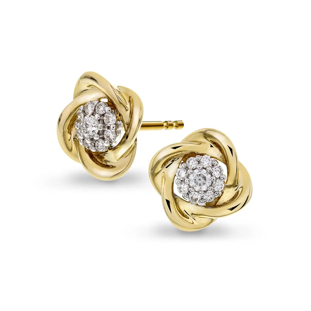 Diamantøredobber i 585 gult gull 0,25 ct