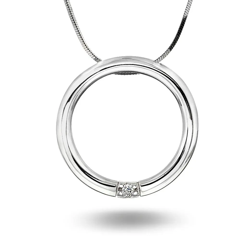 Allianseanheng i hvitt gull med diamant 0,05 ct