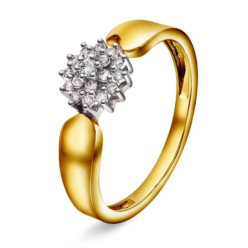 Rose diamantring 375 gult gull 0,15 ct