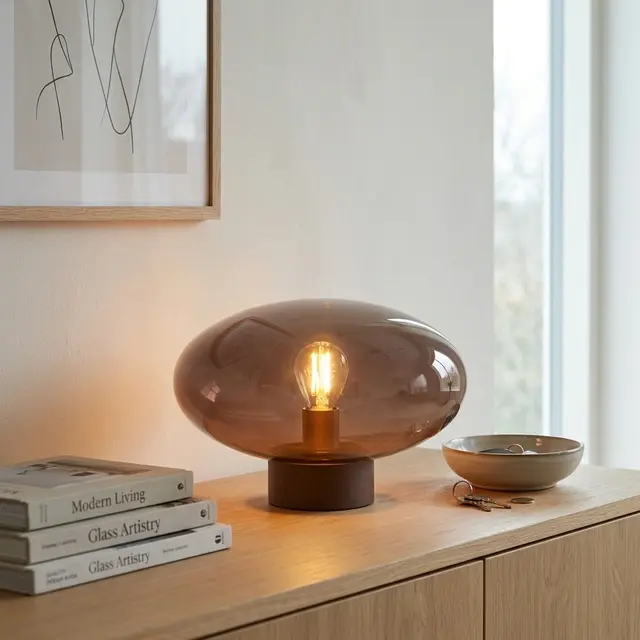 Leana bordlampe 16cm brun
